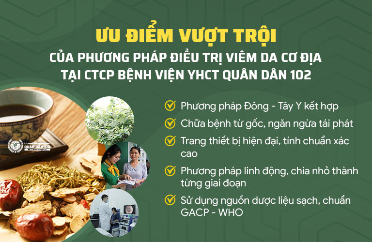 Ưu điểm khi điều trị viêm da dị ứng tại Bệnh viện Quân dân 102