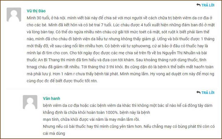 Con trai của chị Vũ Thị Đào đã khỏi viêm da cơ địa nhờ bài thuốc An Bì Thang