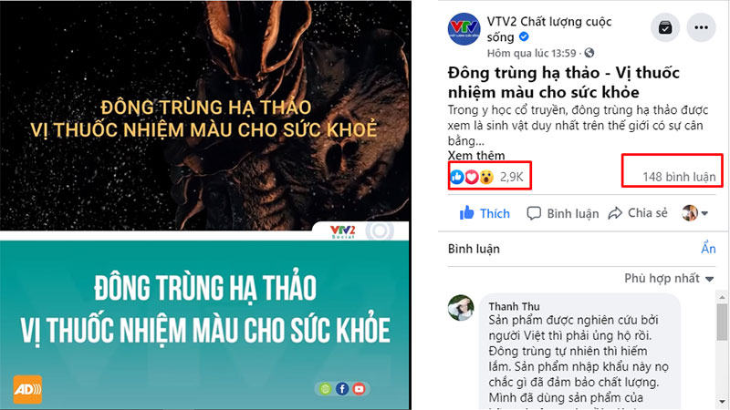 Fanpage VTV2 Chất lượng cuộc sống giới thiệu thương hiệu Vietfarm và nhận được nhiều phàn hồi tích cực