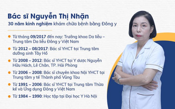 Bác sĩ Nguyễn Thị Nhặn là một trong những chuyên gia da liễu được nhiều người bệnh tin tưởng