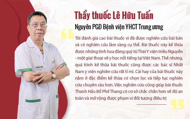 TTƯT.BCSKII Lê Hữu Tuấn đánh giá về bài thuốc Thanh Hầu bổ phế thang