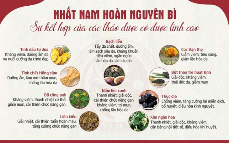 Một số dược liệu có mặt trong Liệu trình điều trị mụn Nhất Nam Hoàn Nguyên Bì