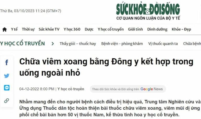 Báo chí đưa tin về Thông xoang Khang dược